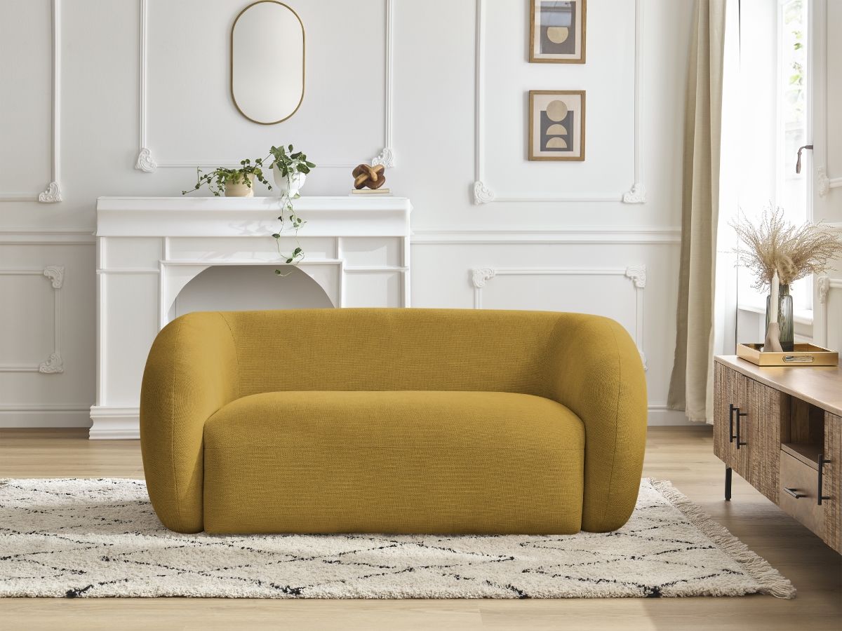 Canapé droit 2 places CELINE lisse jaune — vue 5