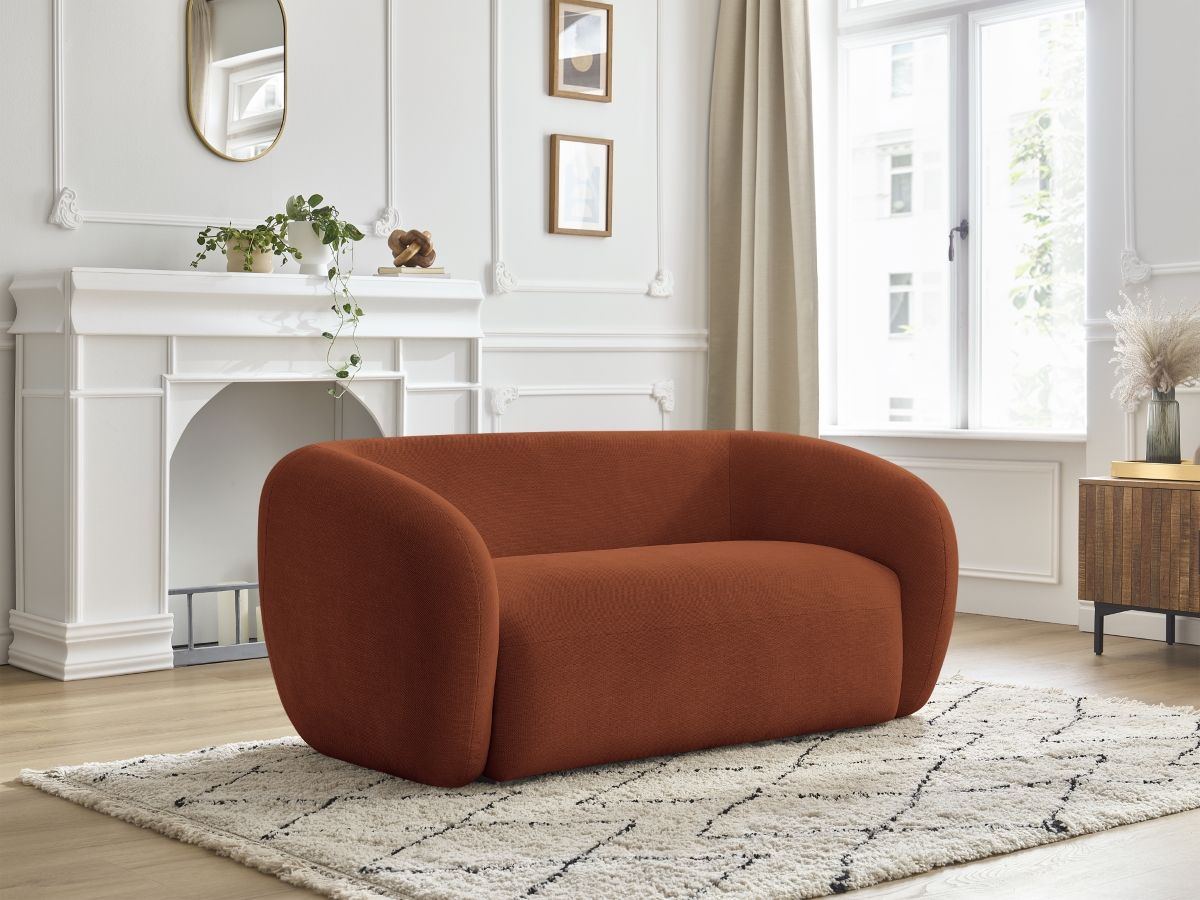 Canapé droit fixe 2 places CELINE tissu lisse