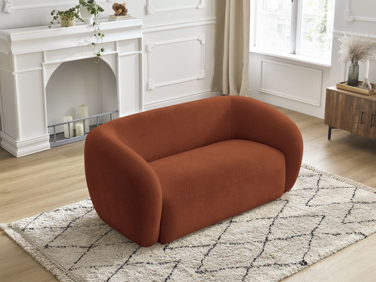 Canapé droit fixe 2 places CELINE tissu lisse