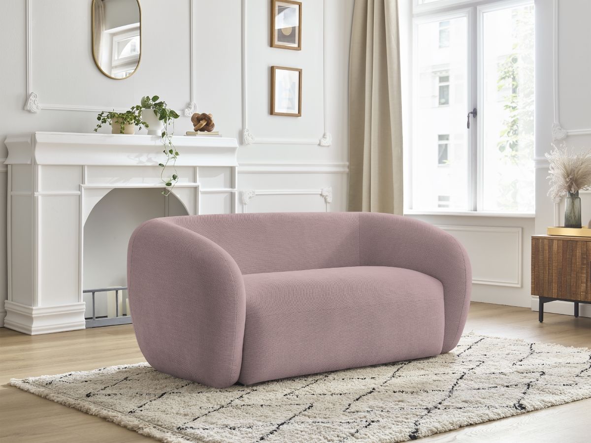 Canapé droit fixe 2 places CELINE tissu lisse