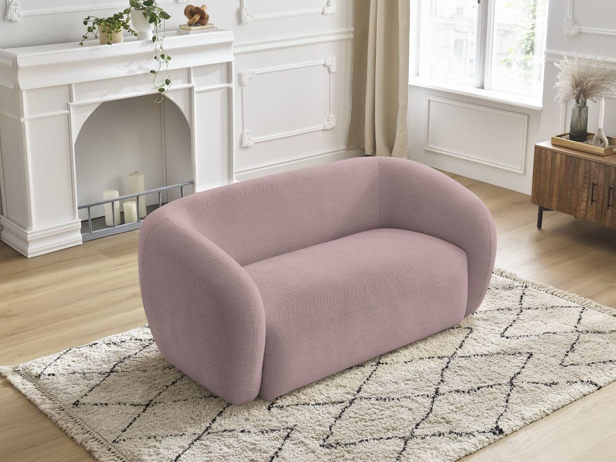 Canapé droit fixe 2 places CELINE tissu lisse