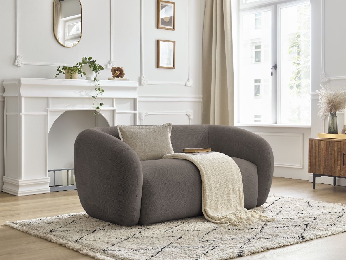 Canapé droit fixe 2 places CELINE tissu lisse
