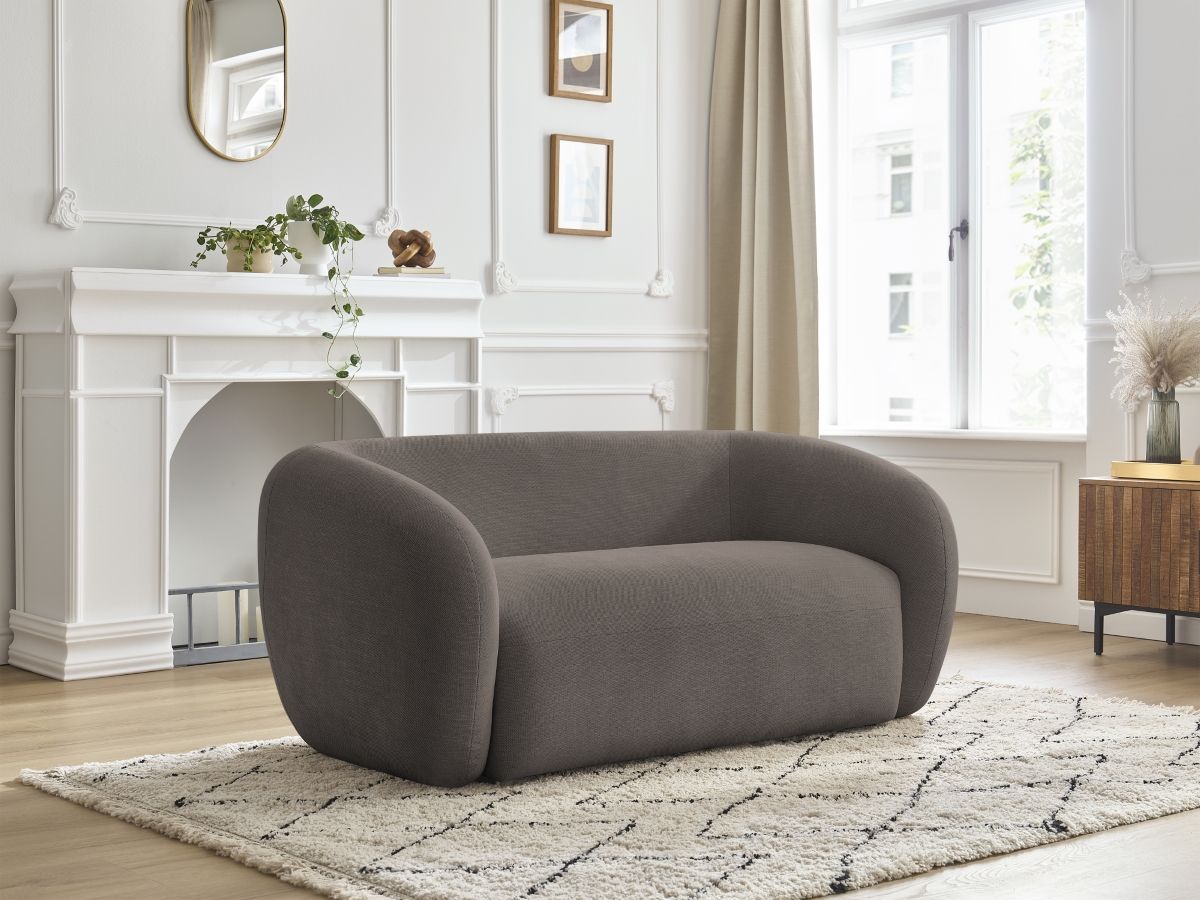 Canapé droit fixe 2 places CELINE tissu lisse