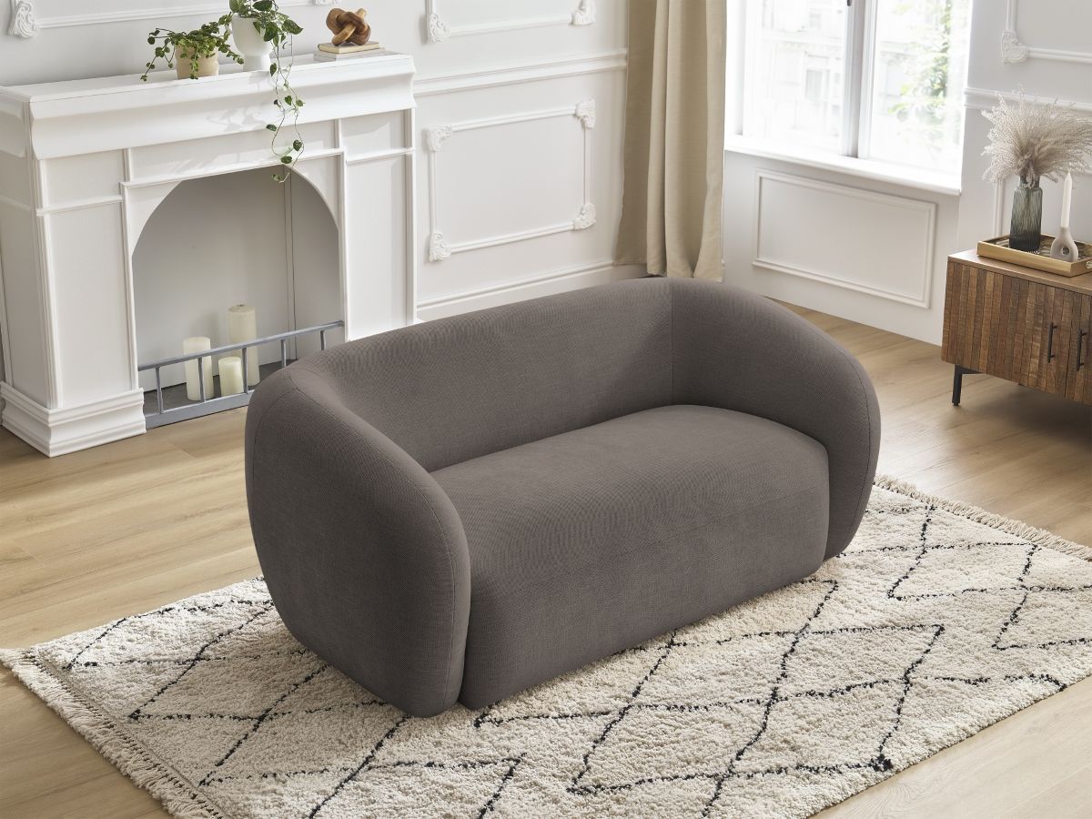 Canapé droit fixe 2 places CELINE tissu lisse