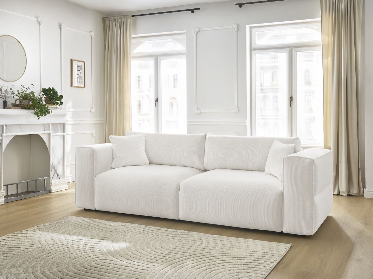 Canapé droit convertible coffre EZECHIEL chiné blanc — vue 5