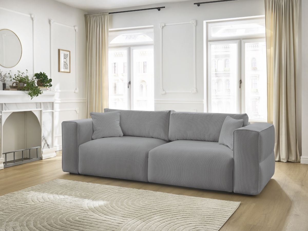 Canapé droit convertible coffre EZECHIEL chiné gris clair — vue 5