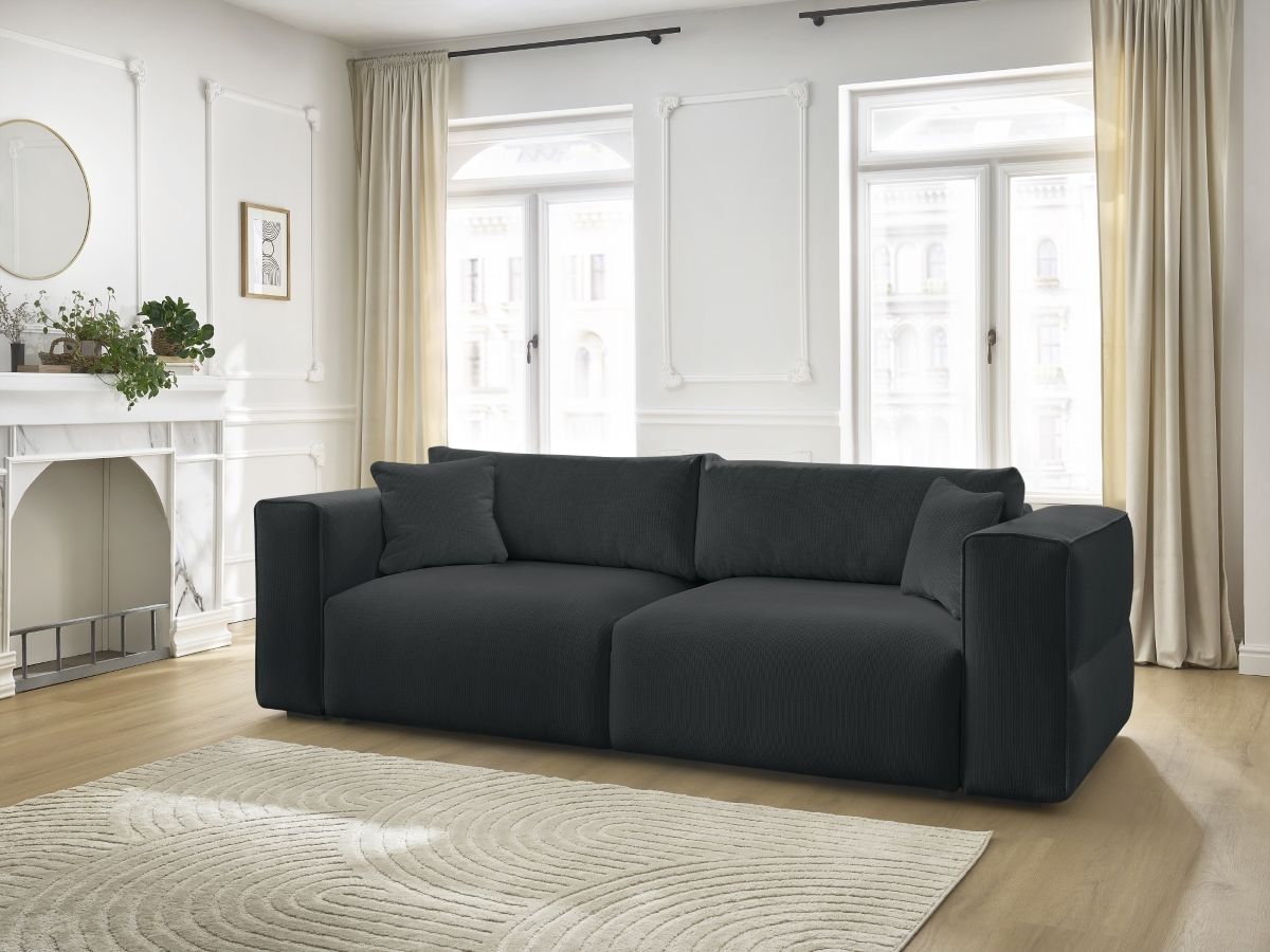 Canapé droit convertible coffre EZECHIEL chiné noir — vue 5