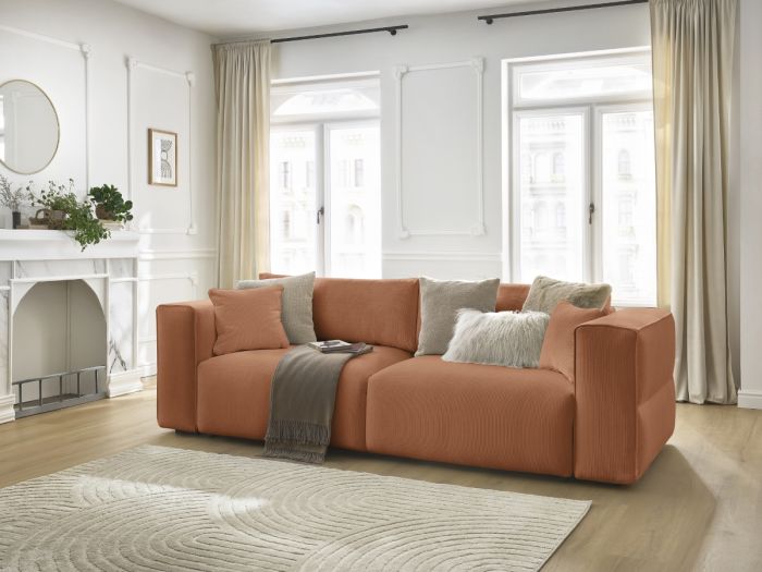 Canapé droit convertible coffre EZECHIEL tissu chiné