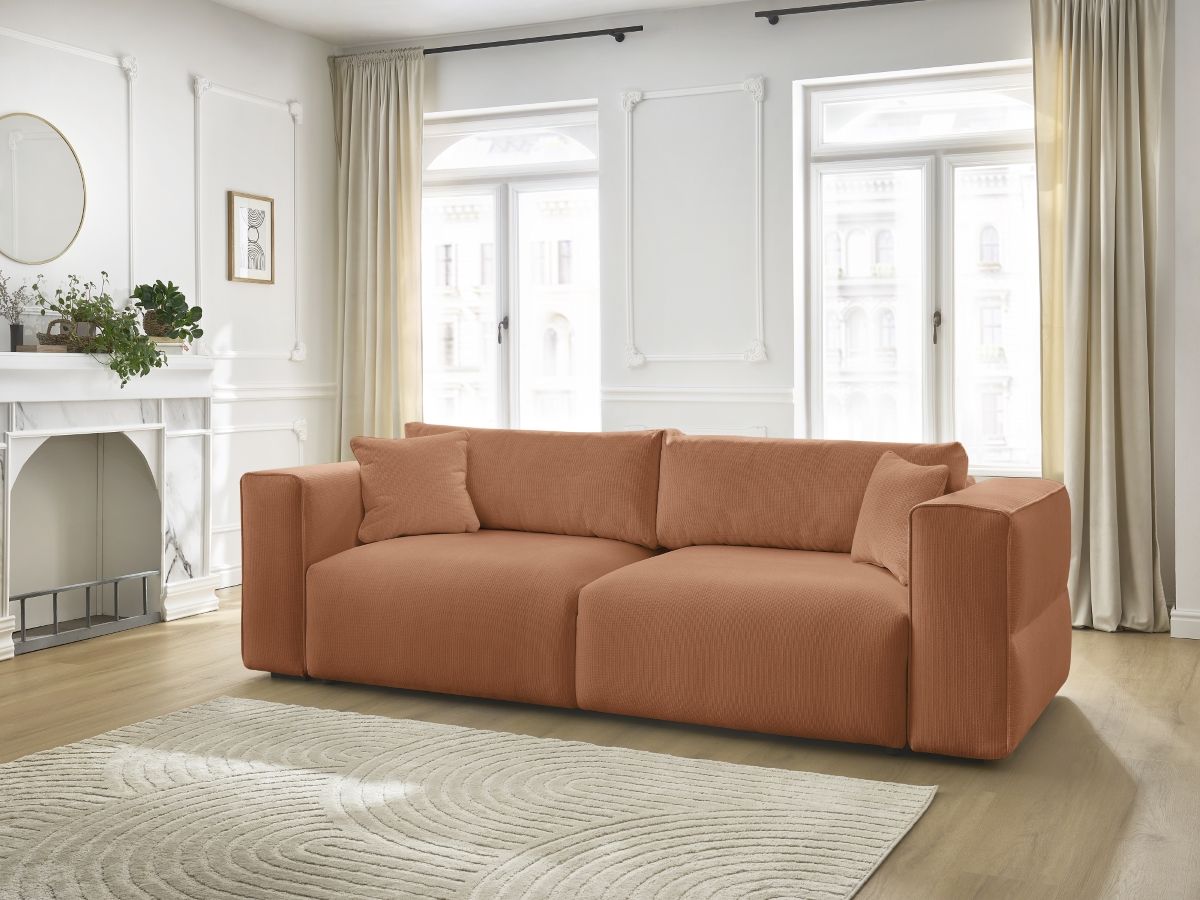 Canapé droit convertible coffre EZECHIEL chiné orange — vue 5