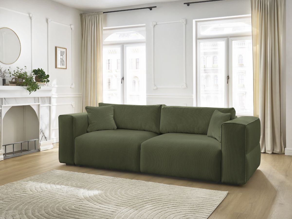Canapé droit convertible coffre EZECHIEL chiné vert — vue 5
