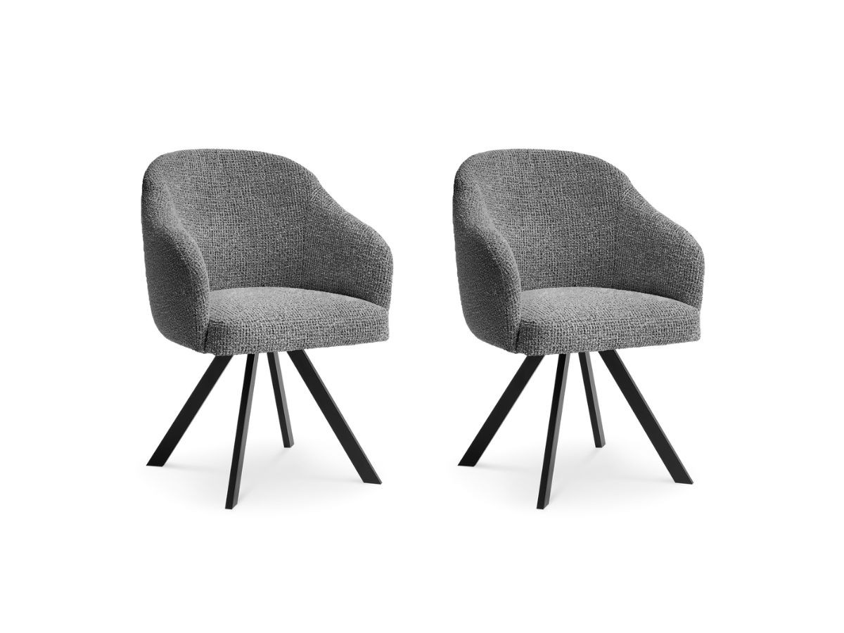 Set SOPHIE stoelen in gemêleerde stof en stervormige poten