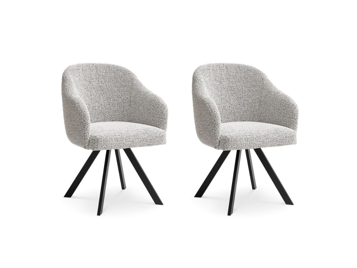 Set SOPHIE stoelen in gemêleerde stof en stervormige poten