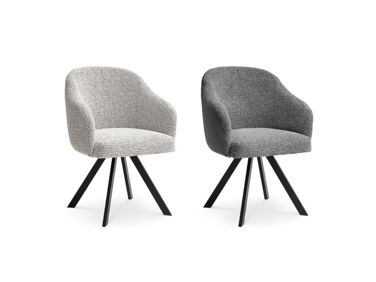 Set SOPHIE stoelen in gemêleerde stof en stervormige poten