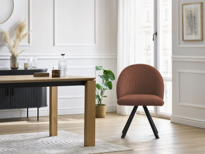 Chaise LALIE tissu velours côtelé et pieds étoile