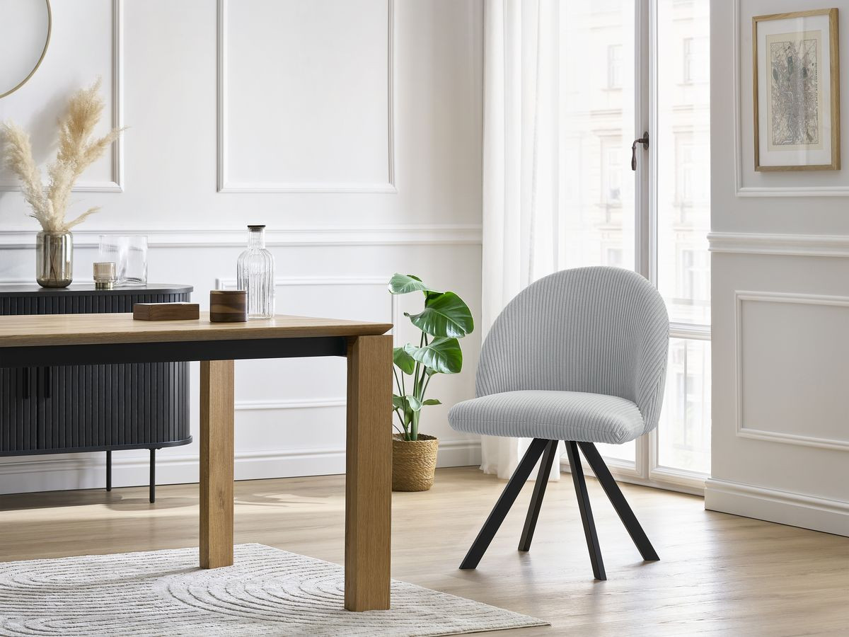 Chaise LALIE tissu velours côtelé et pieds étoile