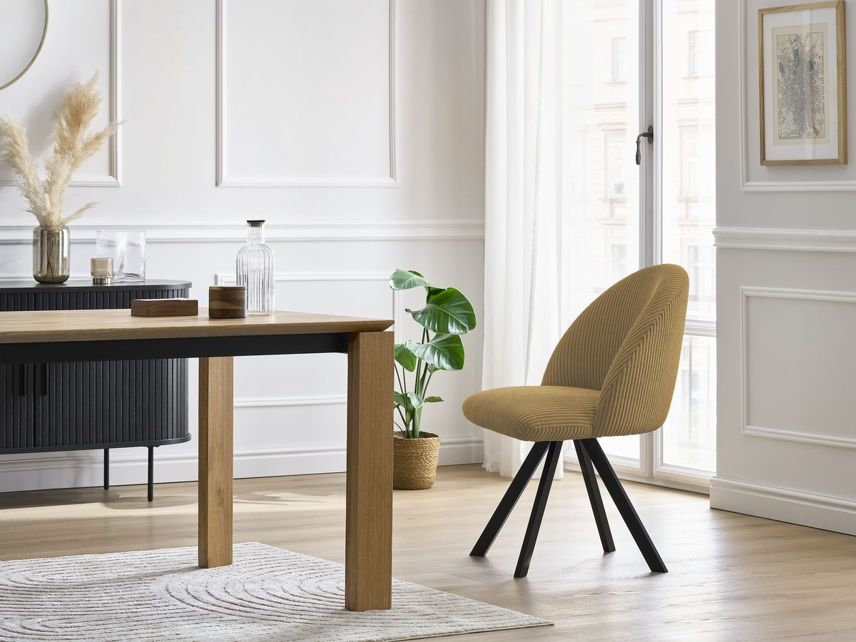 Chaise LALIE velours côtelé et pieds étoile jaune — vue 5