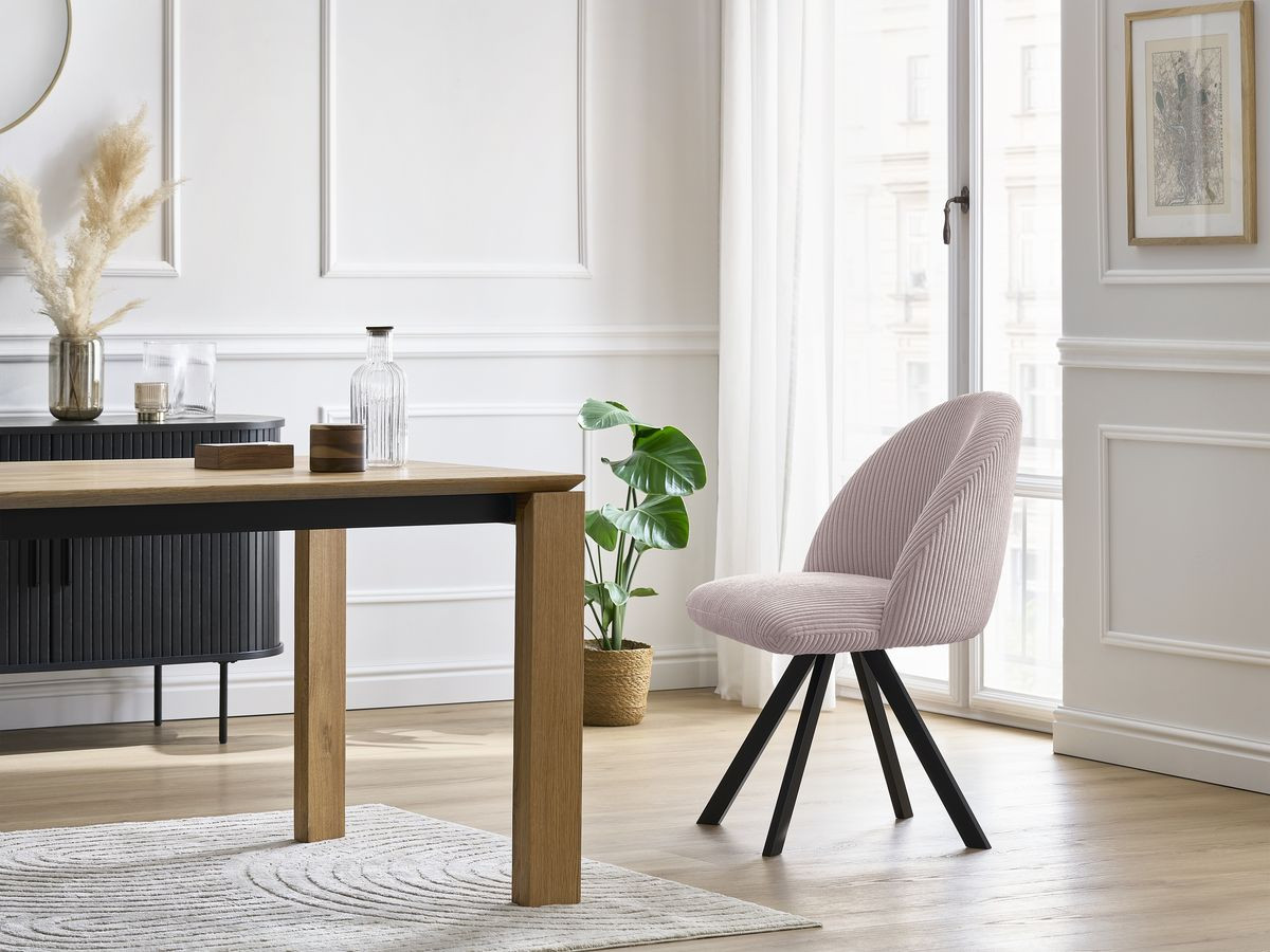 Chaise LALIE velours côtelé et pieds étoile rose — vue 5