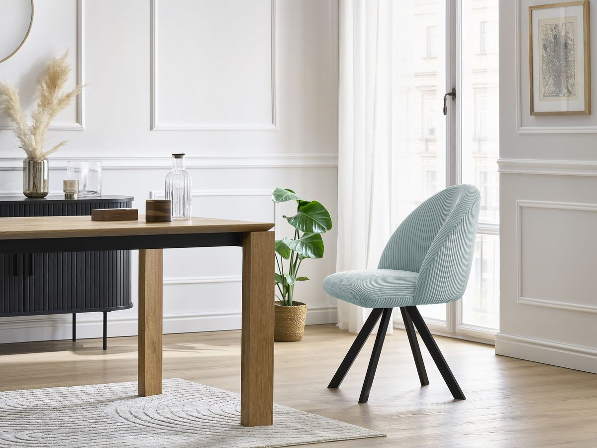 Chaise LALIE velours côtelé et pieds étoile bleu clair — vue 5