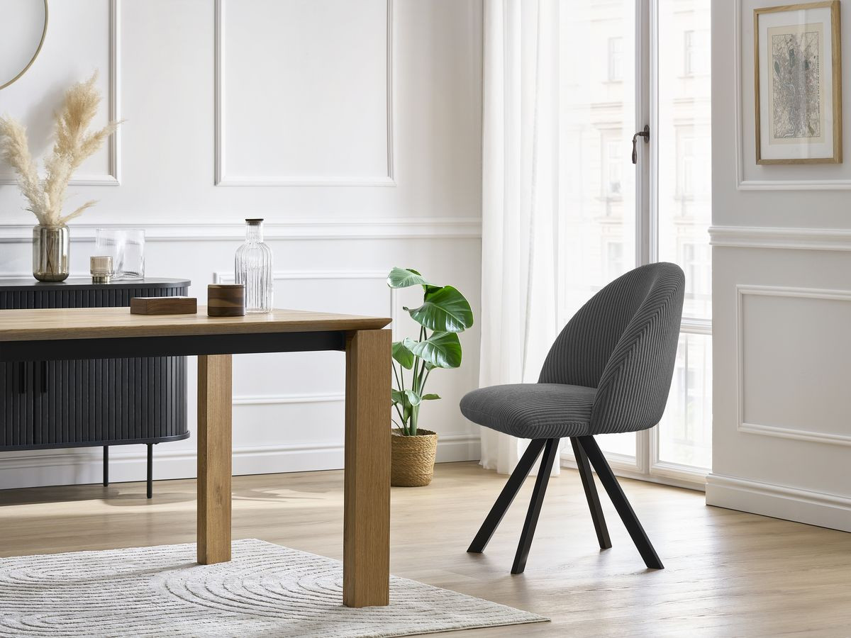 Chaise LALIE velours côtelé et pieds étoile gris foncé — vue 5