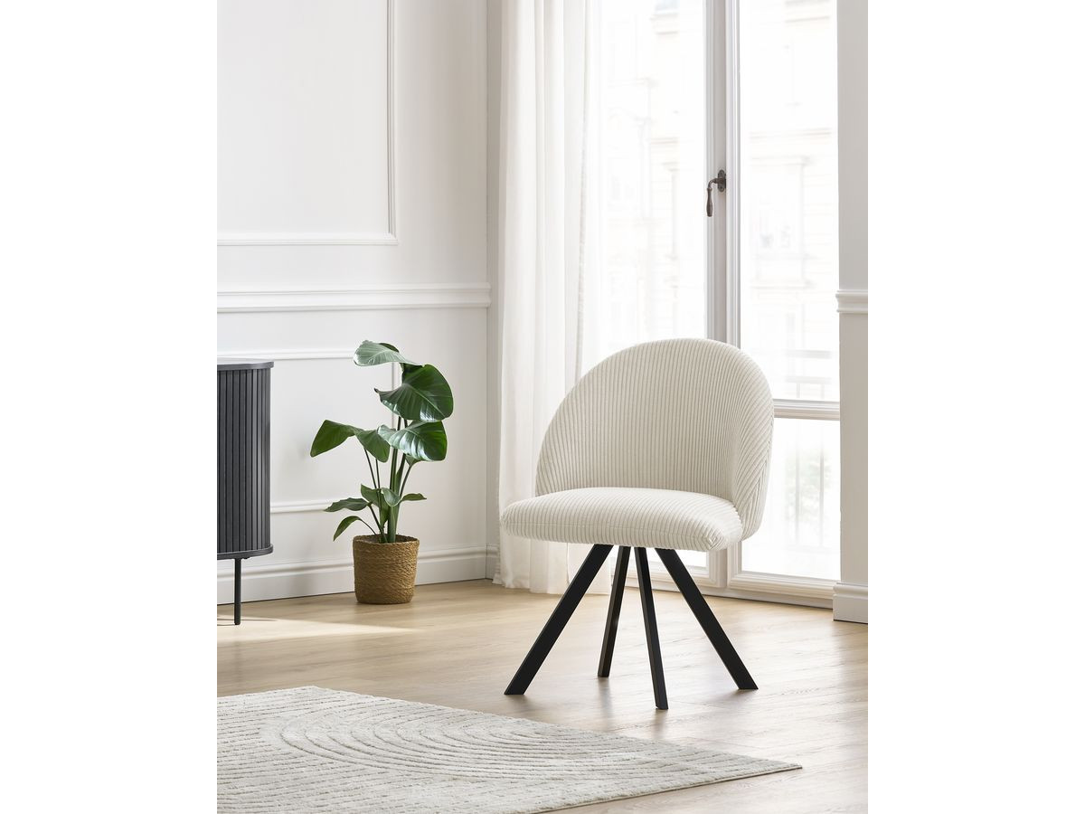 Chaise LALIE tissu velours côtelé et pieds étoile