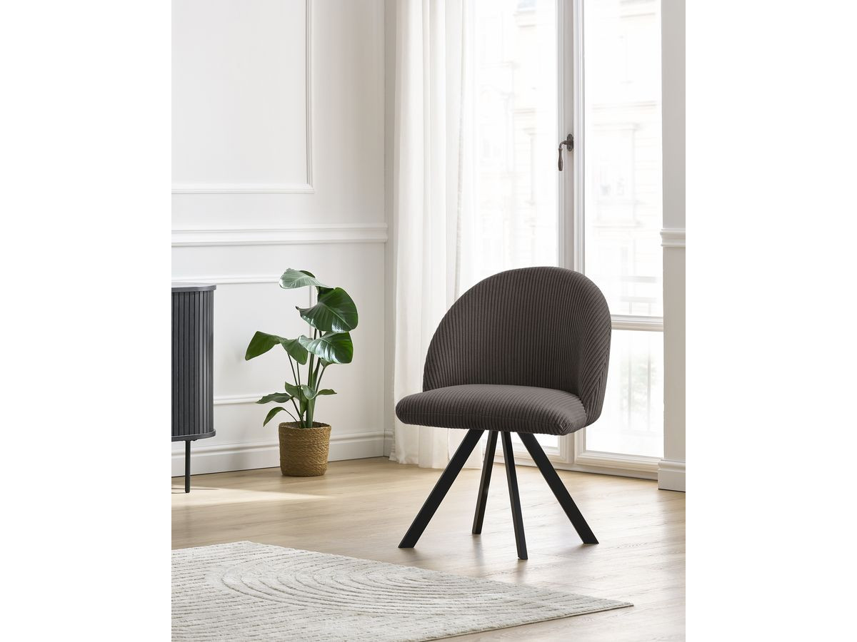 Chaise LALIE tissu velours côtelé et pieds étoile