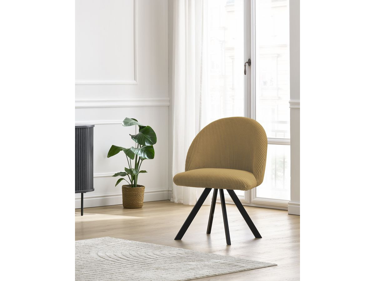 Chaise LALIE tissu velours côtelé et pieds étoile