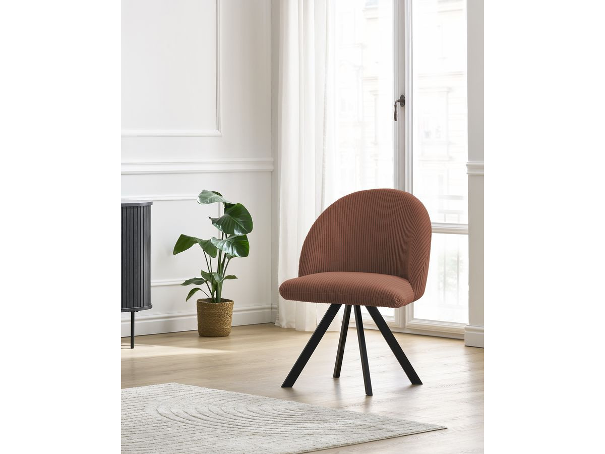 Chaise LALIE tissu velours côtelé et pieds étoile