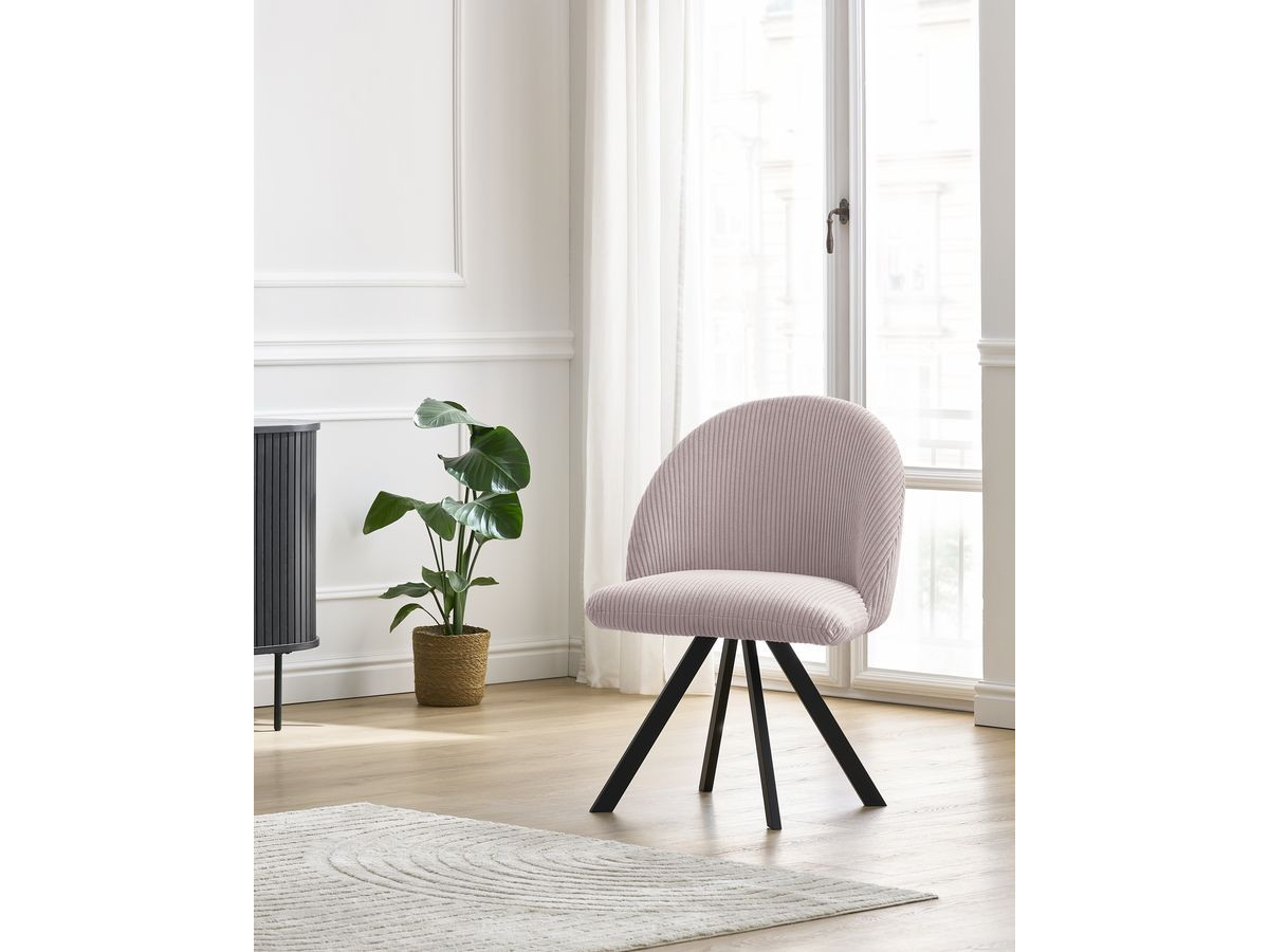Chaise LALIE tissu velours côtelé et pieds étoile