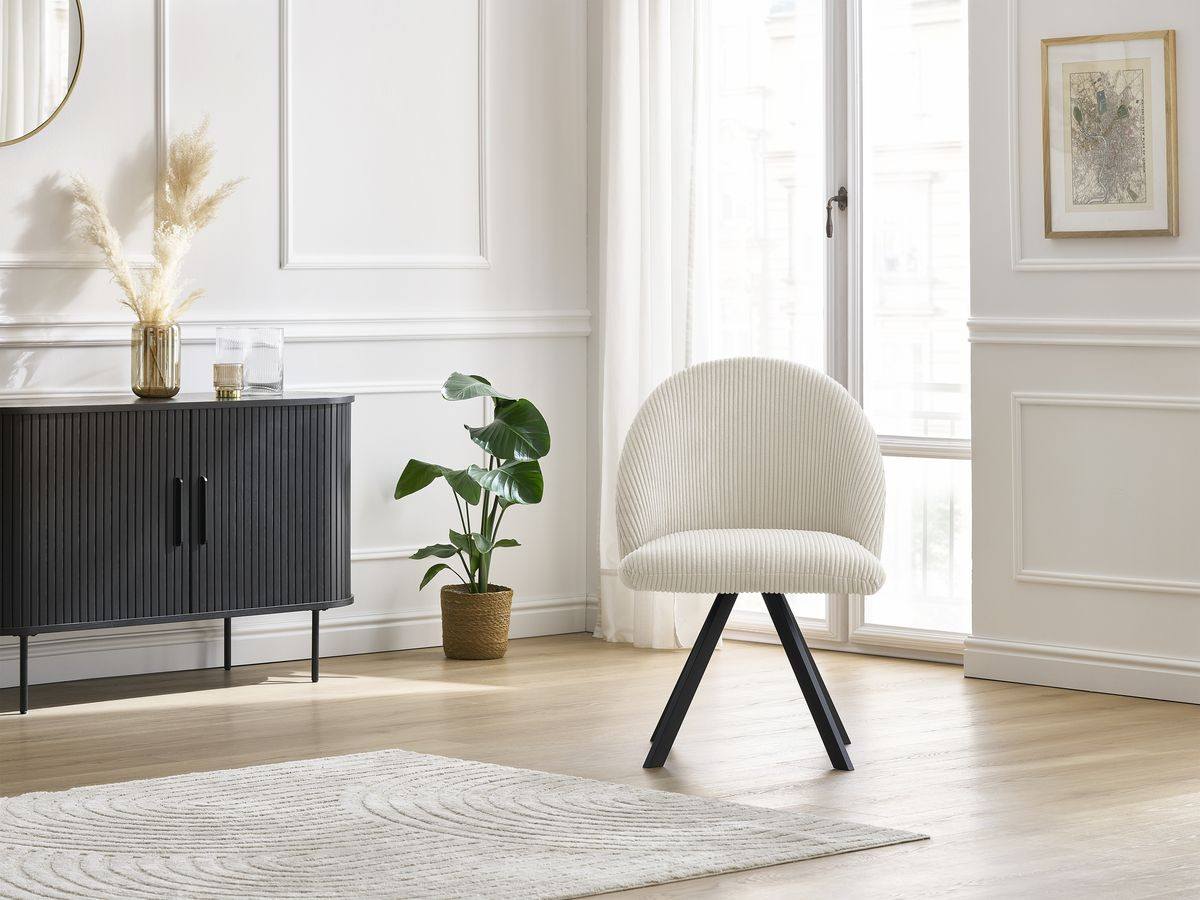 Chaise LALIE tissu velours côtelé et pieds étoile