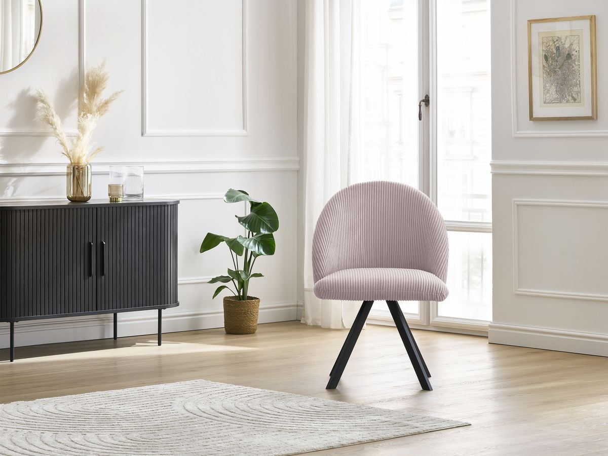 Chaise LALIE tissu velours côtelé et pieds étoile