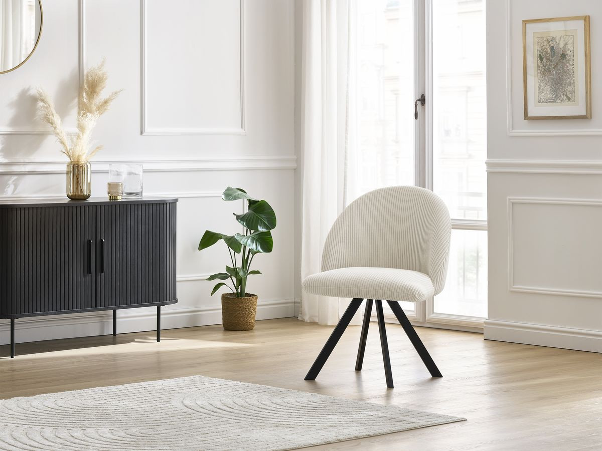 Chaise LALIE tissu velours côtelé et pieds étoile