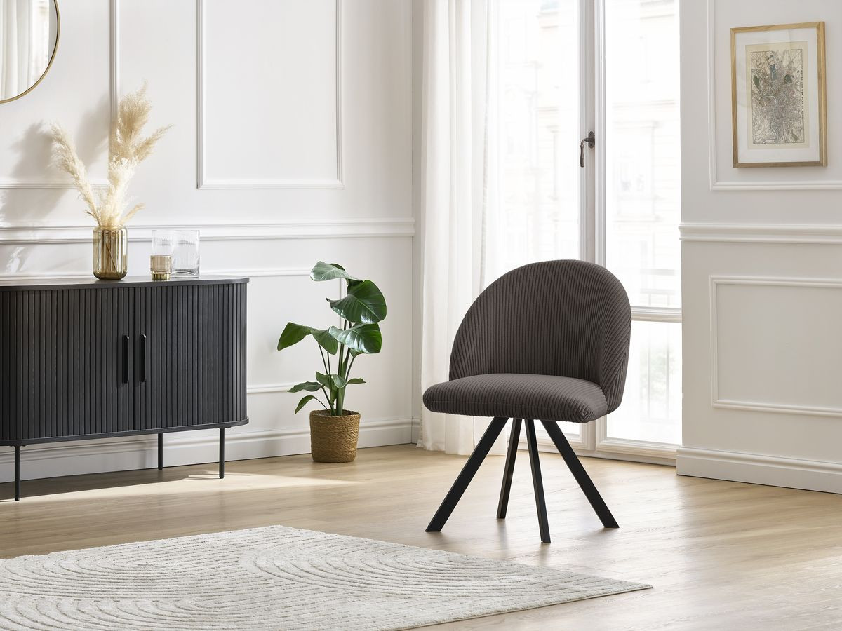 Chaise LALIE tissu velours côtelé et pieds étoile