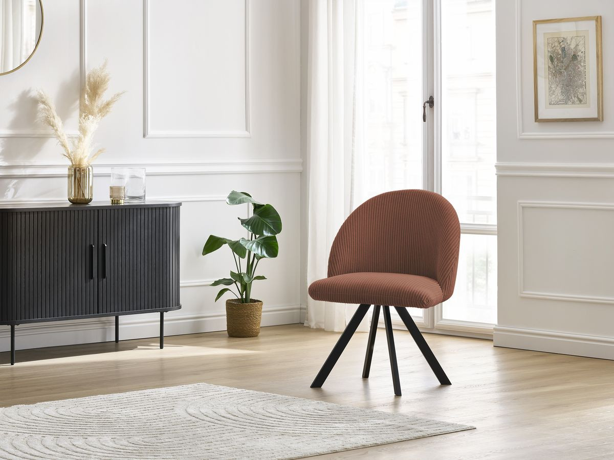 Chaise LALIE tissu velours côtelé et pieds étoile