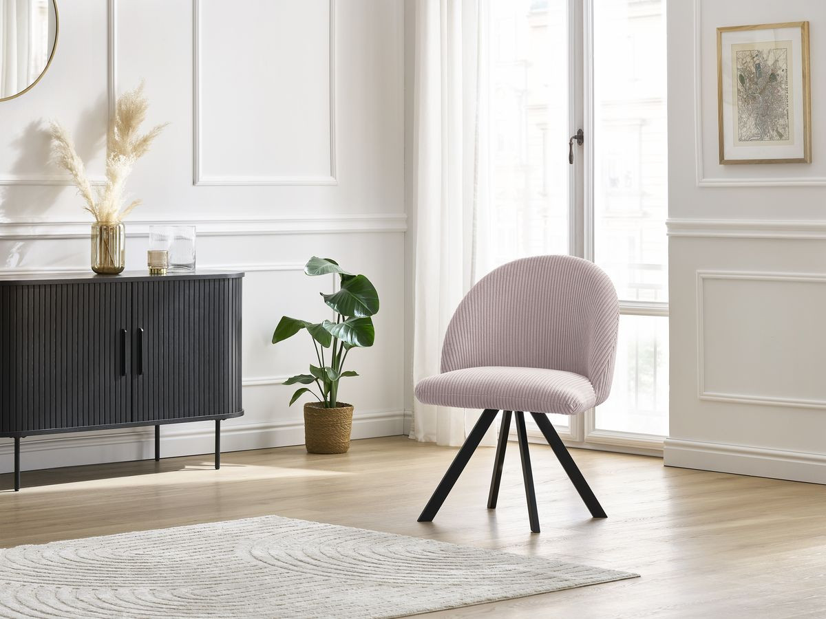 Chaise LALIE tissu velours côtelé et pieds étoile