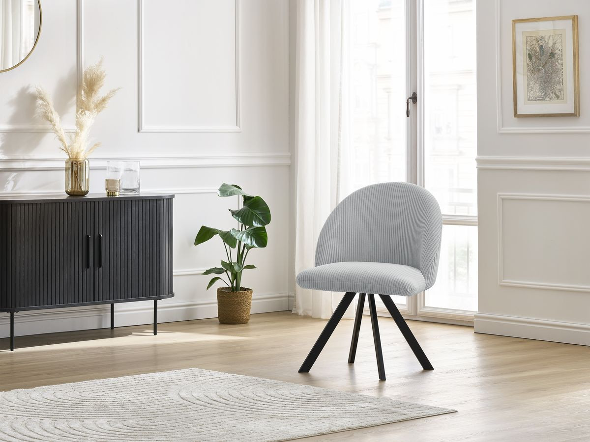 Chaise LALIE tissu velours côtelé et pieds étoile
