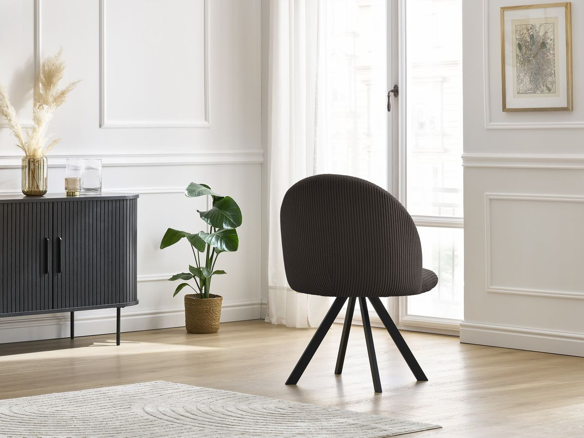 Chaise LALIE tissu velours côtelé et pieds étoile