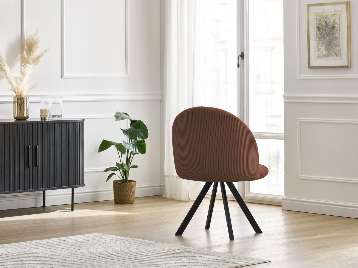 Chaise LALIE tissu velours côtelé et pieds étoile