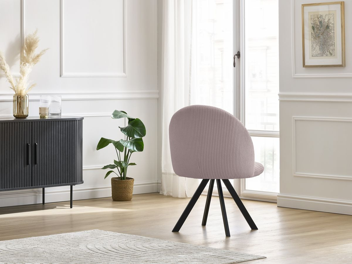 Chaise LALIE tissu velours côtelé et pieds étoile