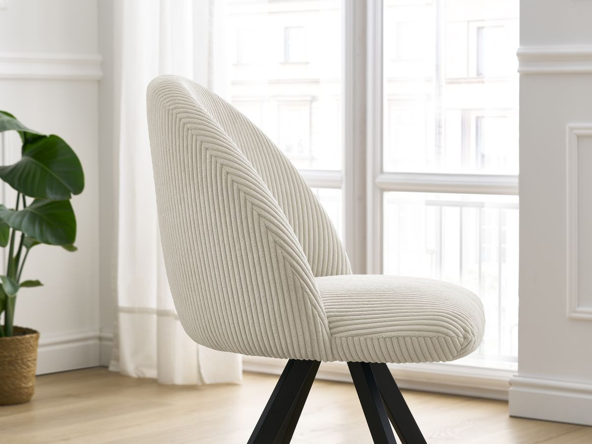 Chaise LALIE tissu velours côtelé et pieds étoile