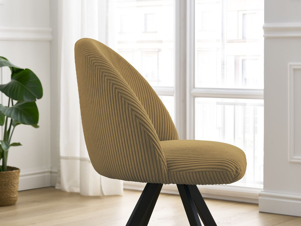 Chaise LALIE tissu velours côtelé et pieds étoile