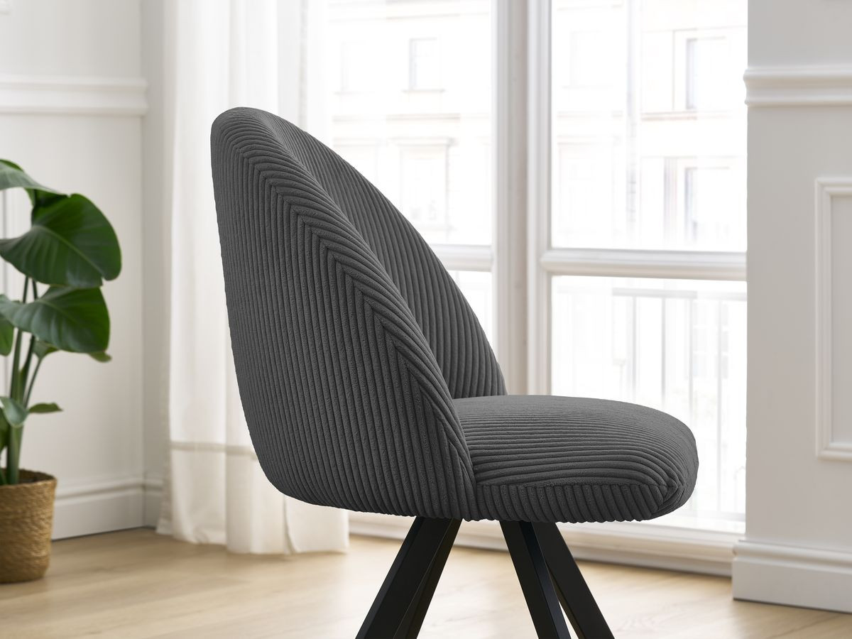 Chaise LALIE tissu velours côtelé et pieds étoile