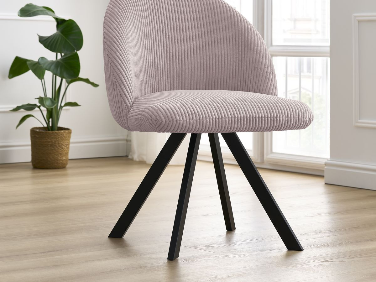 Chaise LALIE tissu velours côtelé et pieds étoile