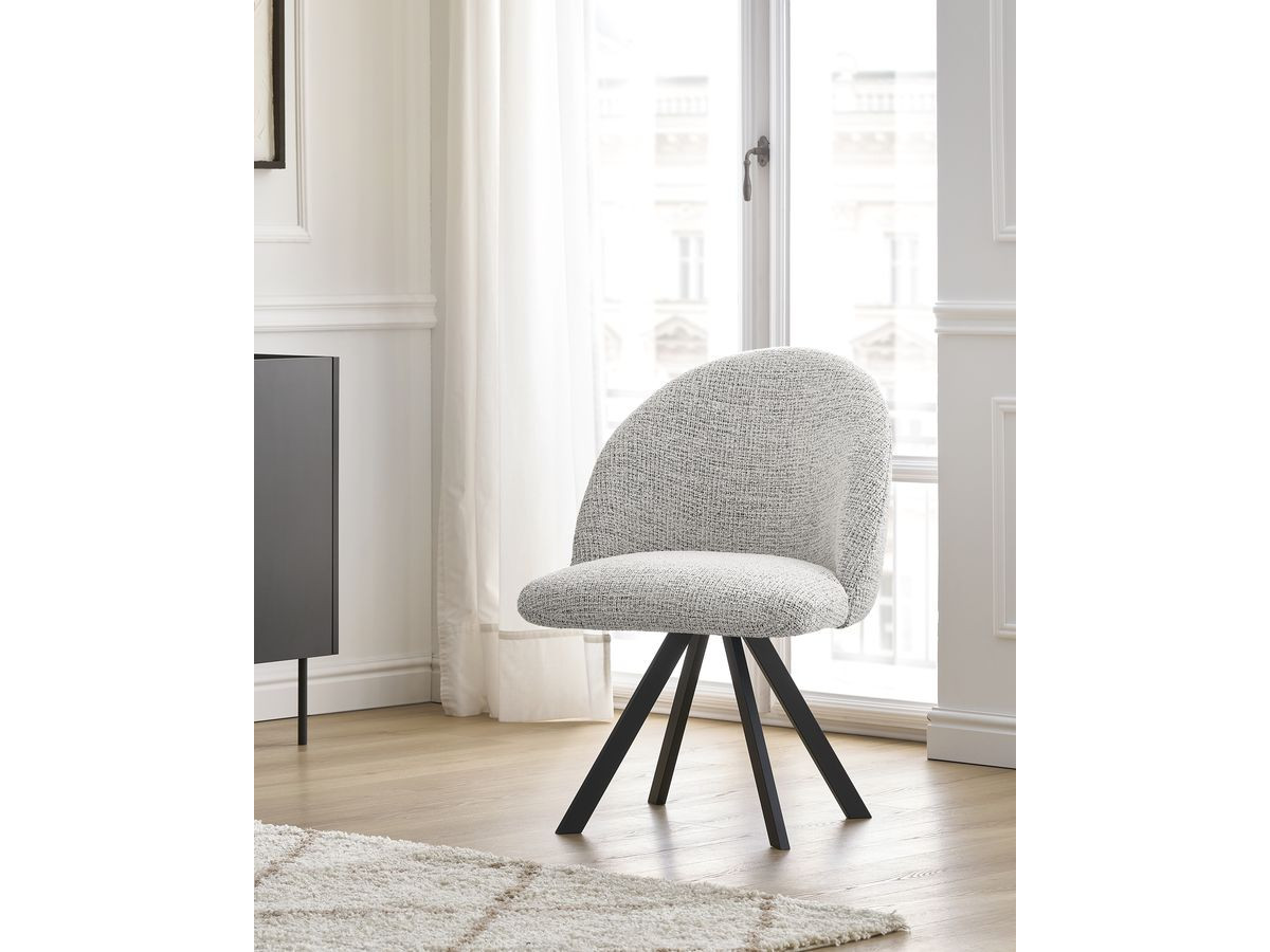 Chaise LALIE tissu chiné et pieds étoile