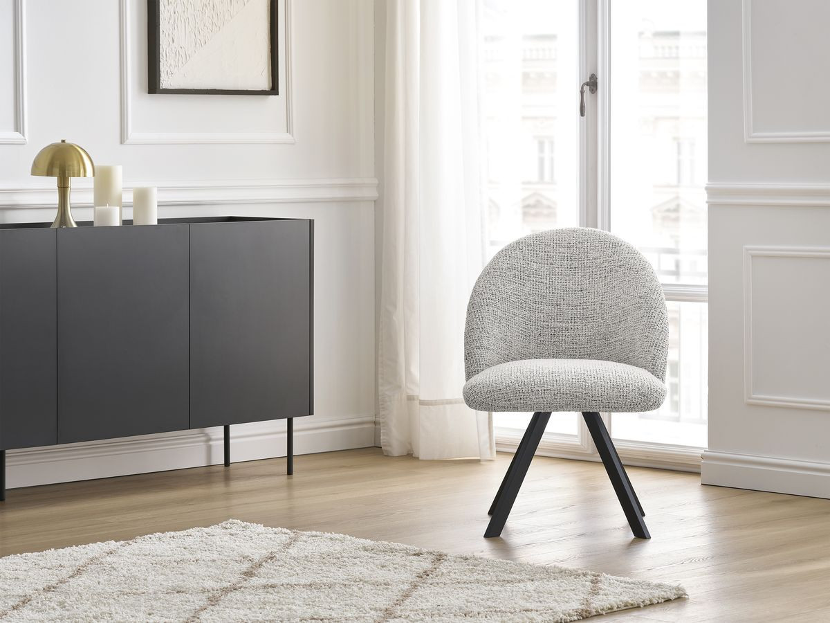 Chaise LALIE tissu chiné et pieds étoile