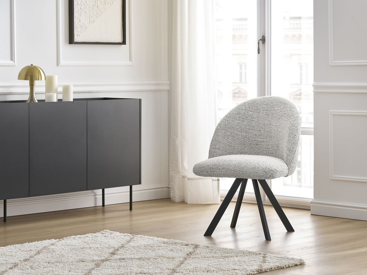 Chaise LALIE tissu chiné et pieds étoile