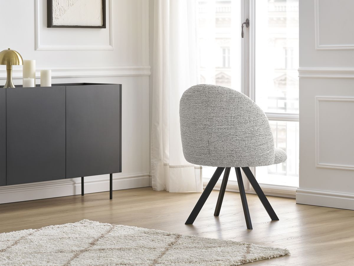 Chaise LALIE tissu chiné et pieds étoile