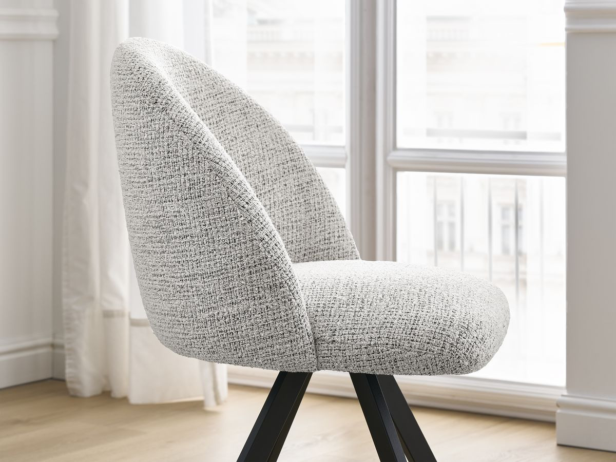Chaise LALIE tissu chiné et pieds étoile