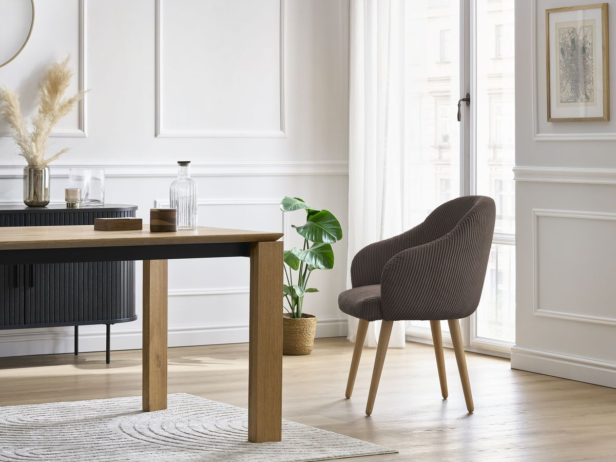 Chaise SOPHIE velours côtelé et pieds scandinaves bois marron — vue 5