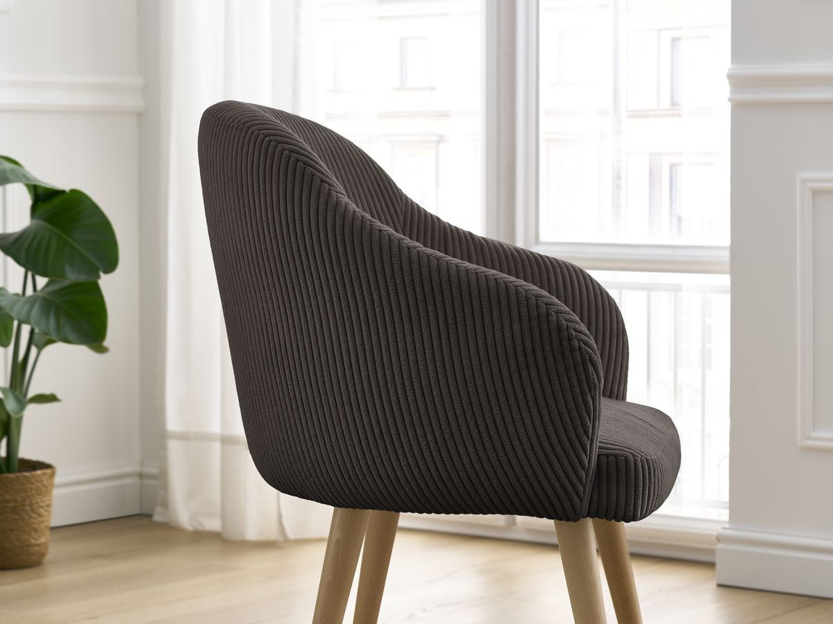 Chaise SOPHIE tissu velours côtelé et pieds scandinaves bois