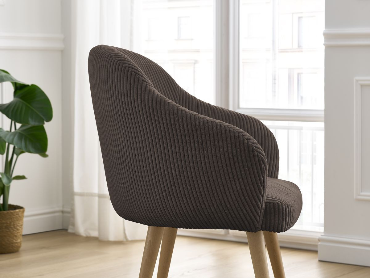 Chaise SOPHIE tissu velours côtelé et pieds scandinaves bois